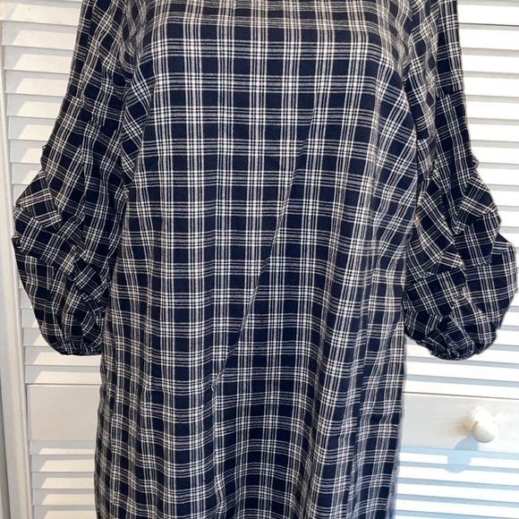 JOA Just One Answer Blue and white plaid maternity dress - Picture 5 of 9
